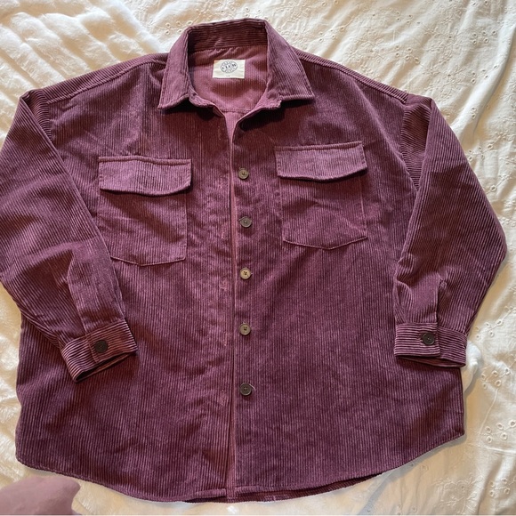 Warehouse One, Grand Beach Club purple corduroy shacket - Picture 4 of 11